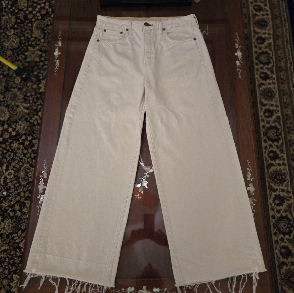 Rag & Bone Maya 100% Organic Cotton High-Rise Wide Leg Ankle Jeans Size 29
